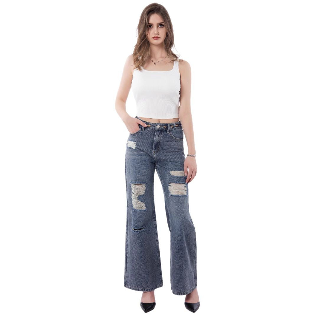 Retro Wide-Leg Jeans voor Dames