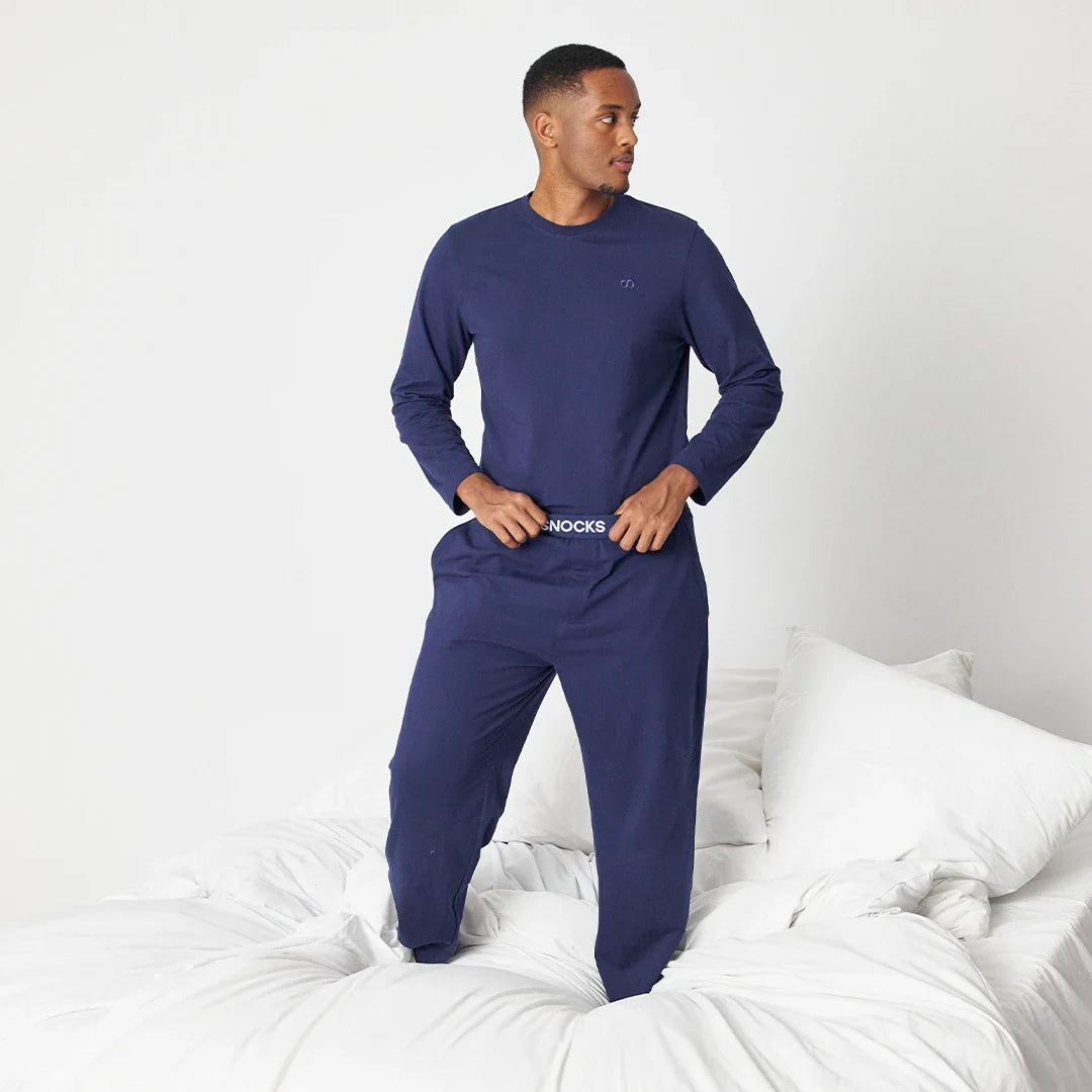 Heren Pyjamabroek Lang – Donkerblauw