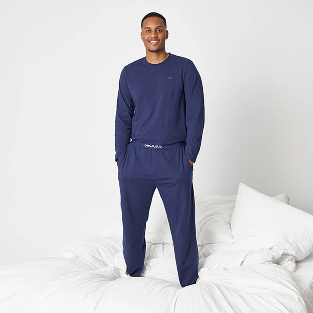 Heren Pyjamashirt met Lange Mouwen | Donkerblauw