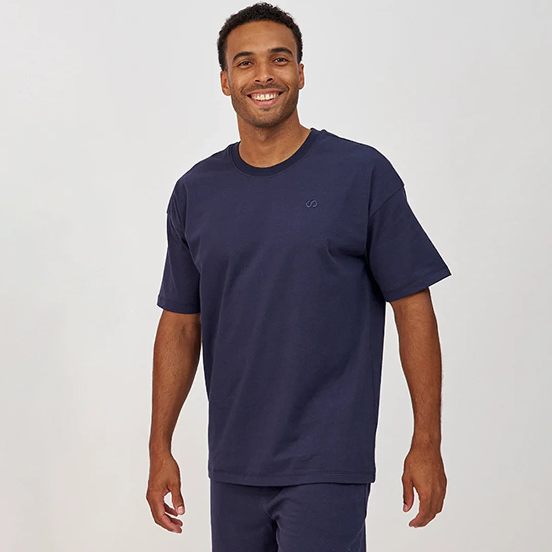 Heren Pyjamashirt met Korte Mouwen | Donkerblauw