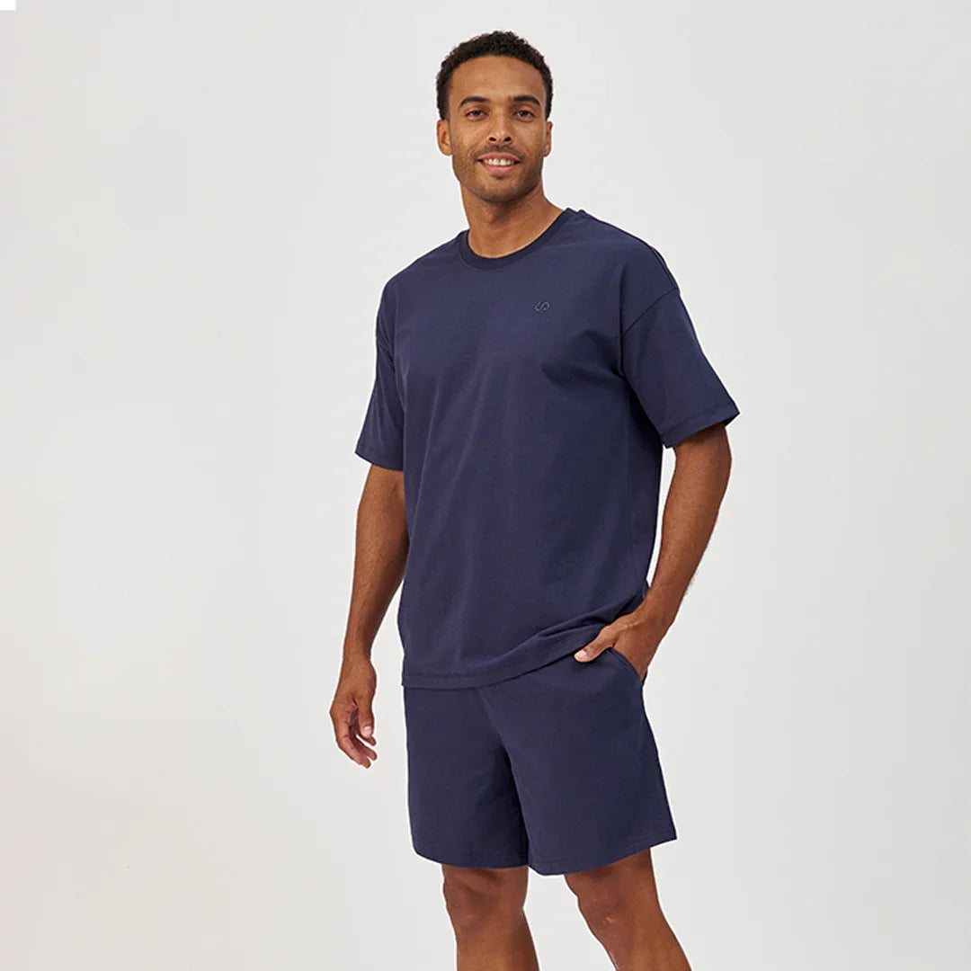 Heren Pyjamashirt met Korte Mouwen | Donkerblauw