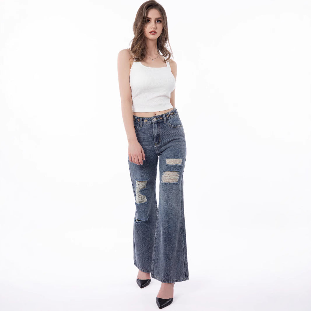 Retro Wide-Leg Jeans voor Dames