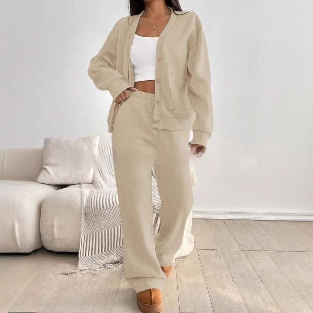 Comfortabele Dames Lounge Set – Cardigan & Wijde Broek